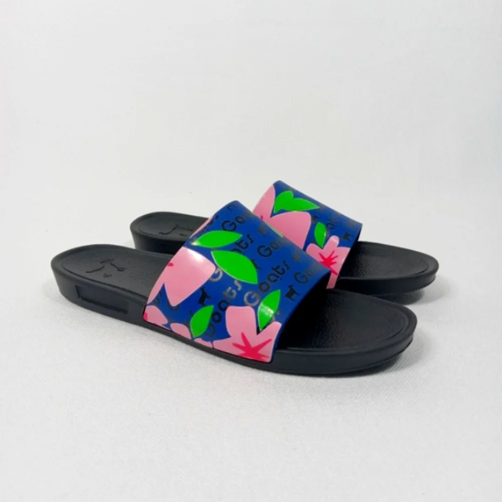 GOAT Colorful Kids Sandal Slides Blue Pink Green Floral Size 4